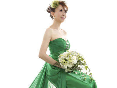 Vestito Verde Abito Donna Cerimonia Fiori