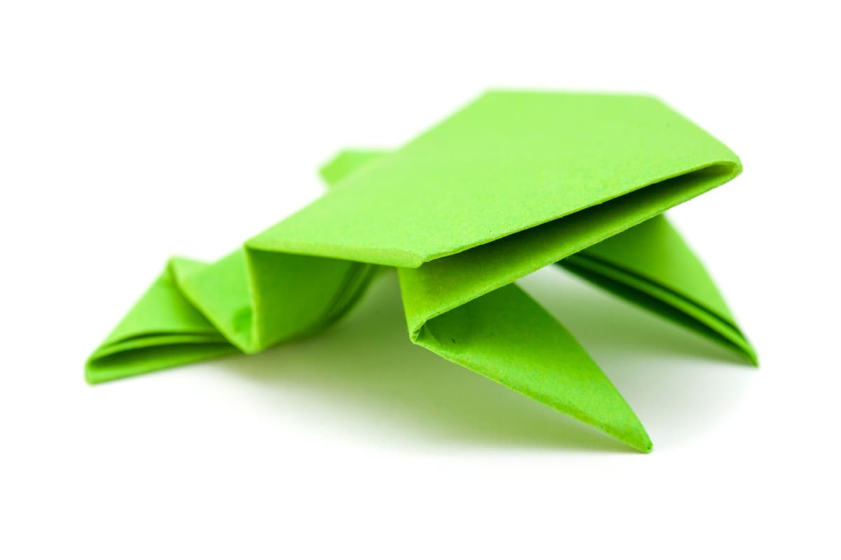 rana verde carta origami