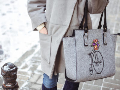 borsa grigia lana cotta