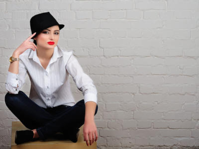 donna look mannish camicia berretto