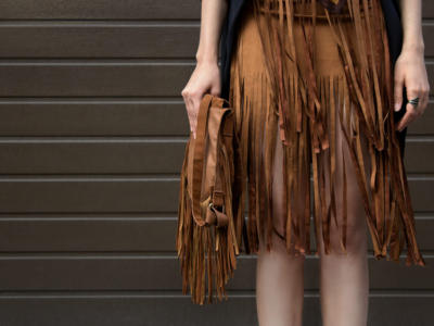 gonna borsa frange pelle