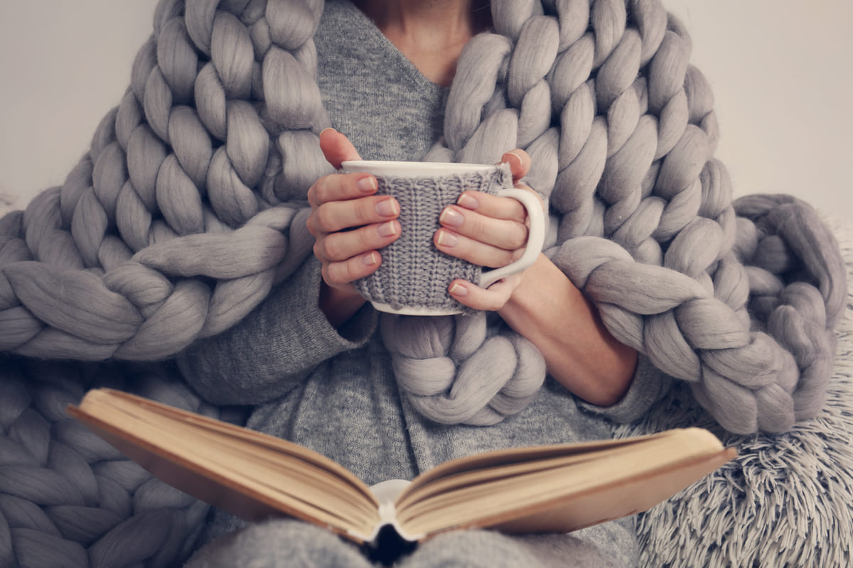 libro tisana coperta lana merinos relax