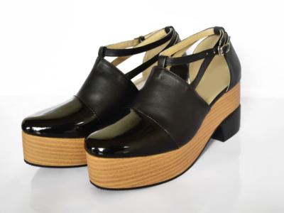scarpe donna tacco platform legno neri