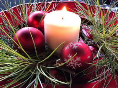 decorazione natalizia candela centrotavola