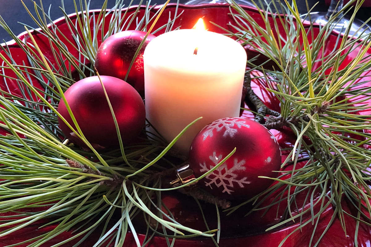 decorazione natalizia candela centrotavola