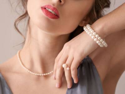 donna gioielli collana braccialetto anello perle