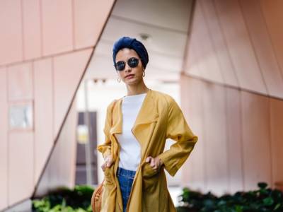 Fascia turbante per capelli blu