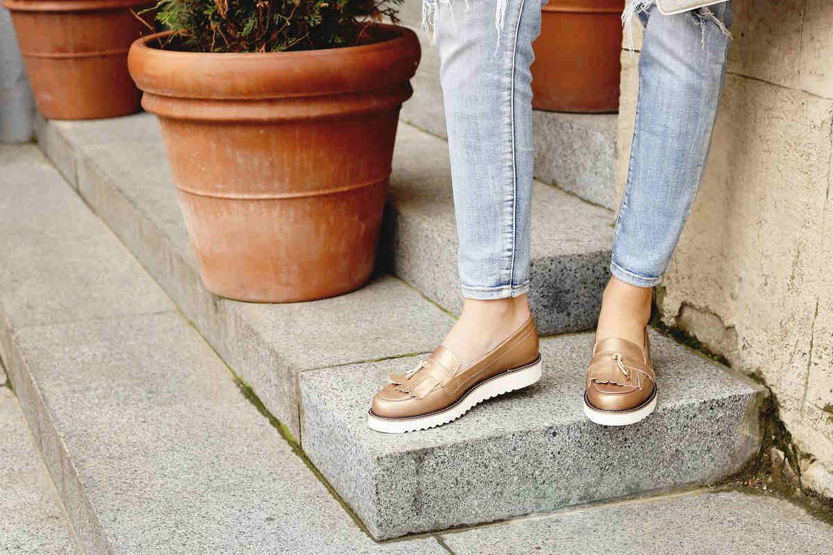 Mocassini rosa lucidi