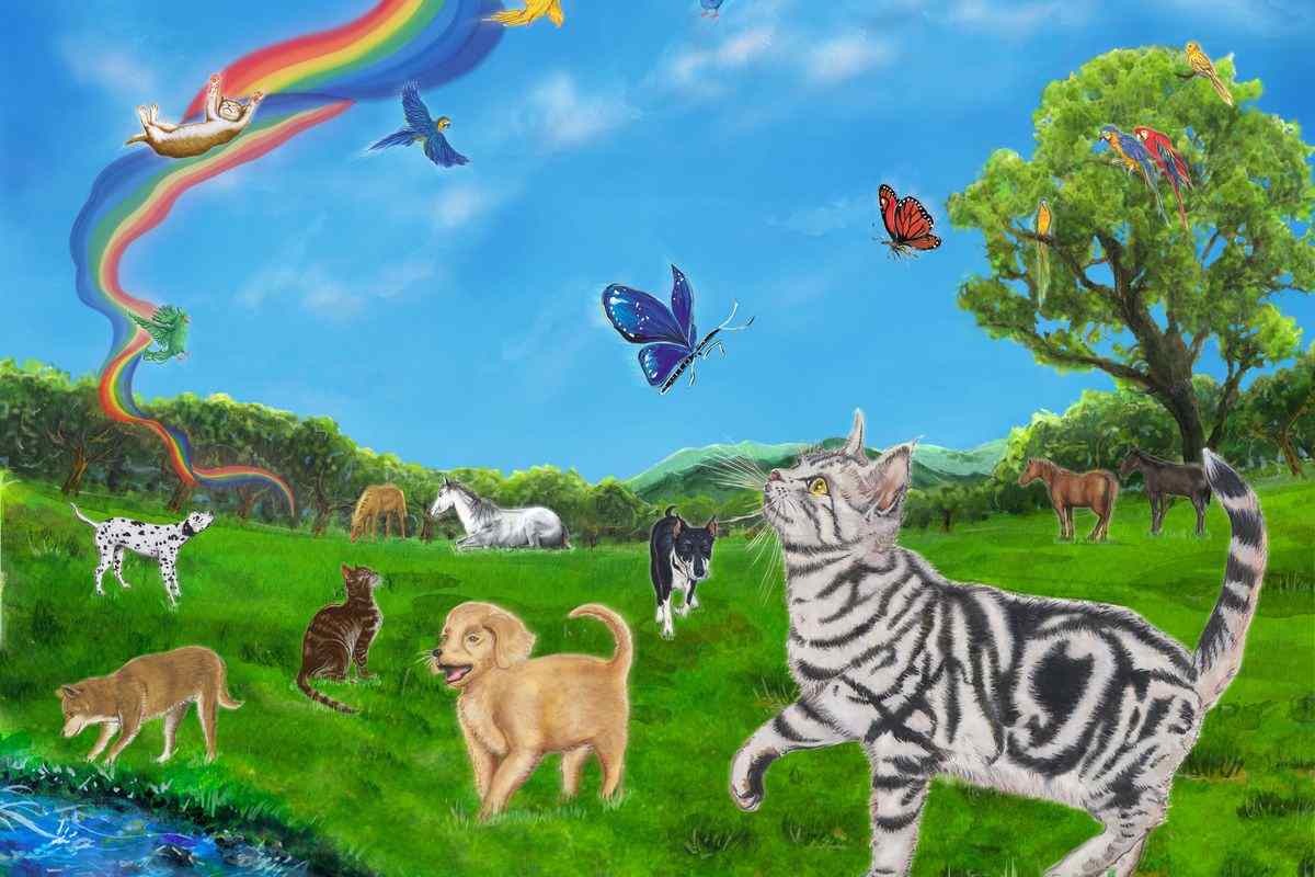 disegno animali ponte arcobaleno