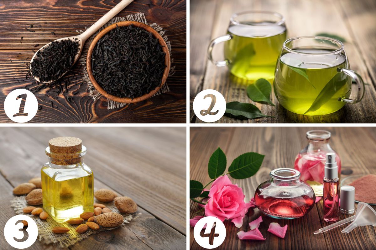 Ingredienti per fare l'olio abbronzante al tè nero