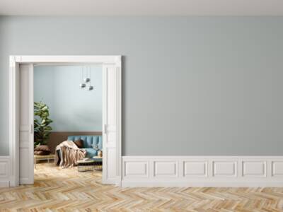 Salotto con porta scorrevole