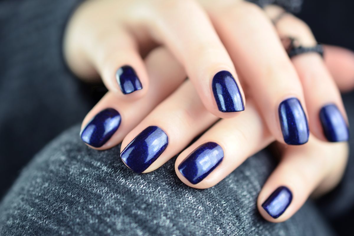 Nails with blue polish