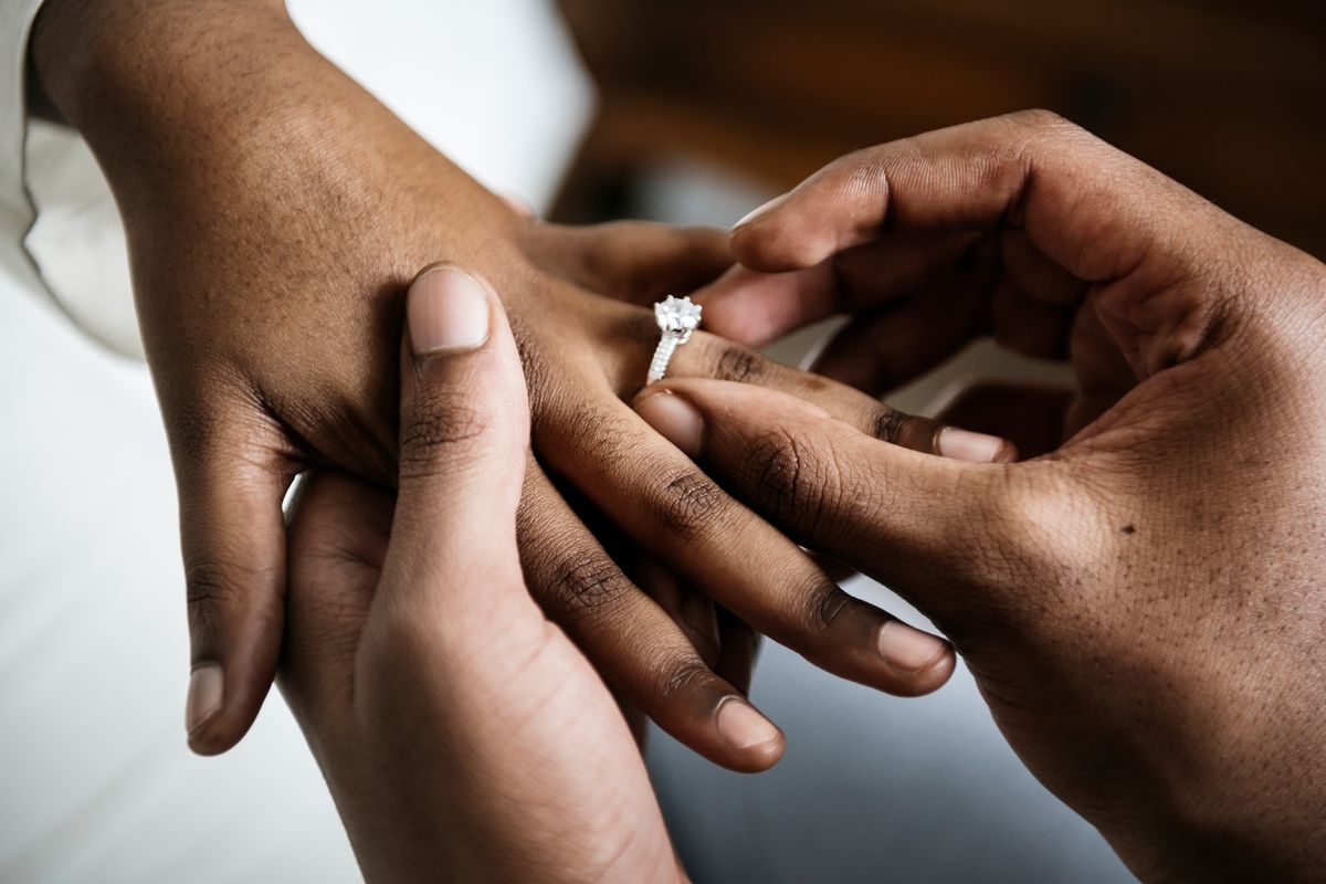 Wedding proposal with ring