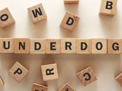 scritta underdog cubi legno