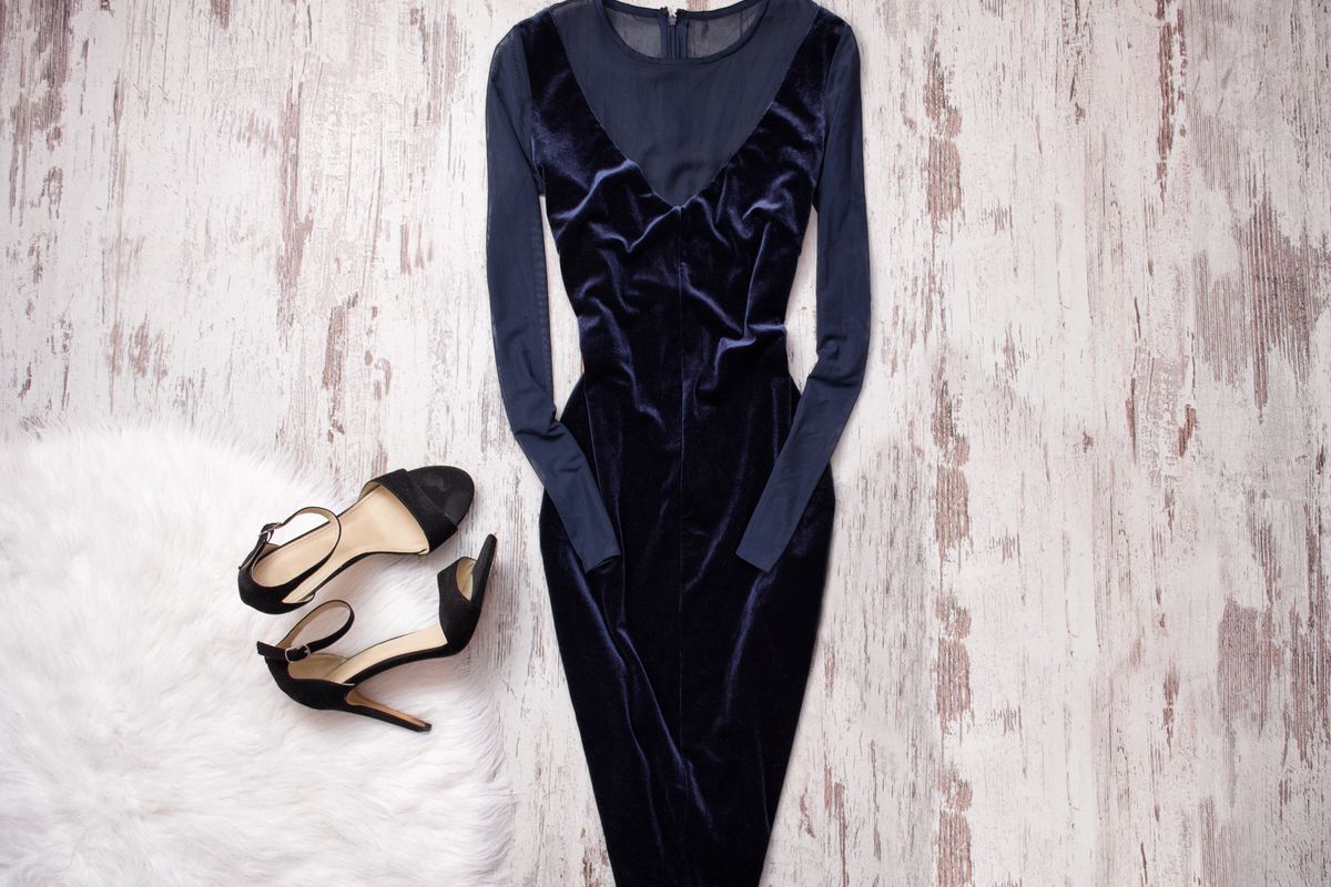 Blue velvet dress