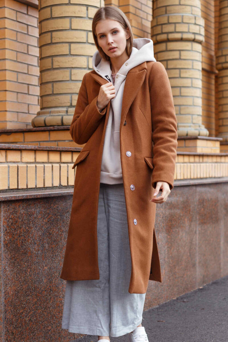 Cappotto lungo cammello