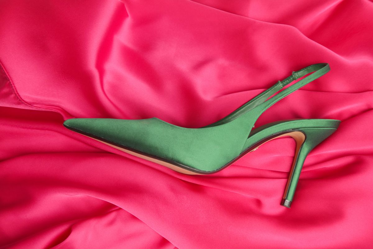 Slingback raso verde