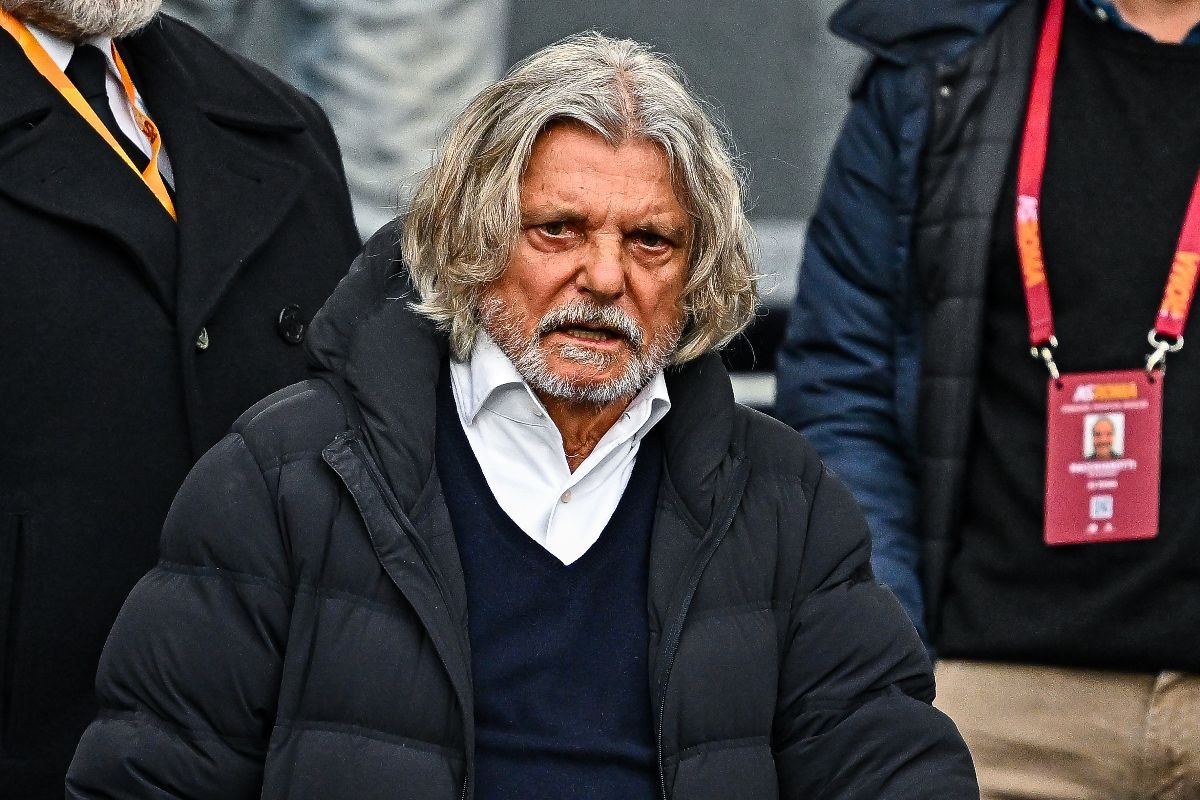 Massimo Ferrero, ex presidente della Sampdoria, arriva allo stadio prima del calcio d’inizio della partita di Serie A