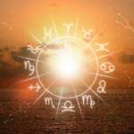 Oroscopo e segni zodiacali al tramonto sul mare