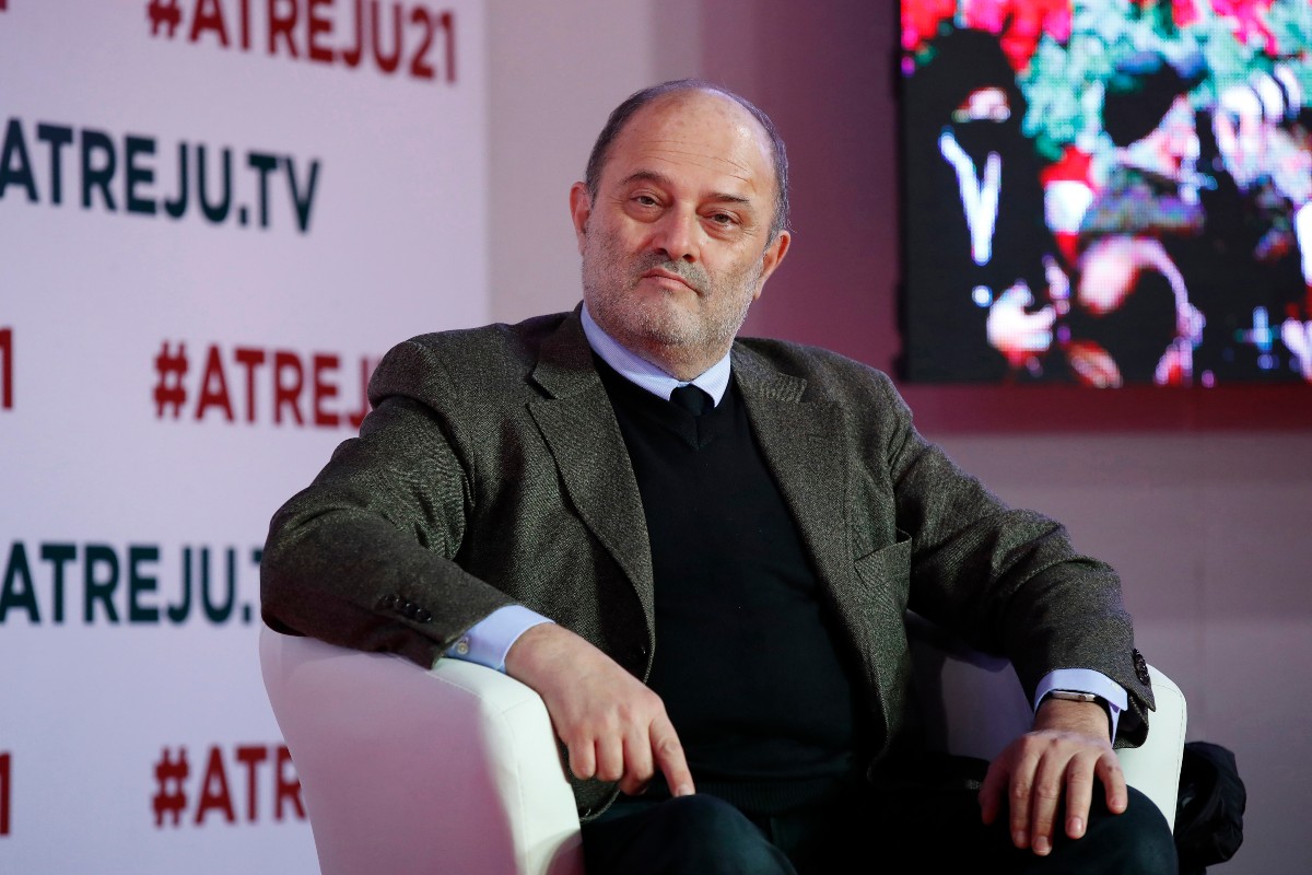 Franco Bechis, in foto, il direttore del quotidiano Il Tempo, partecipa ad Atreju 2021 - Il Natale dei Conservatori. Roma, 8 dicembre 2021.