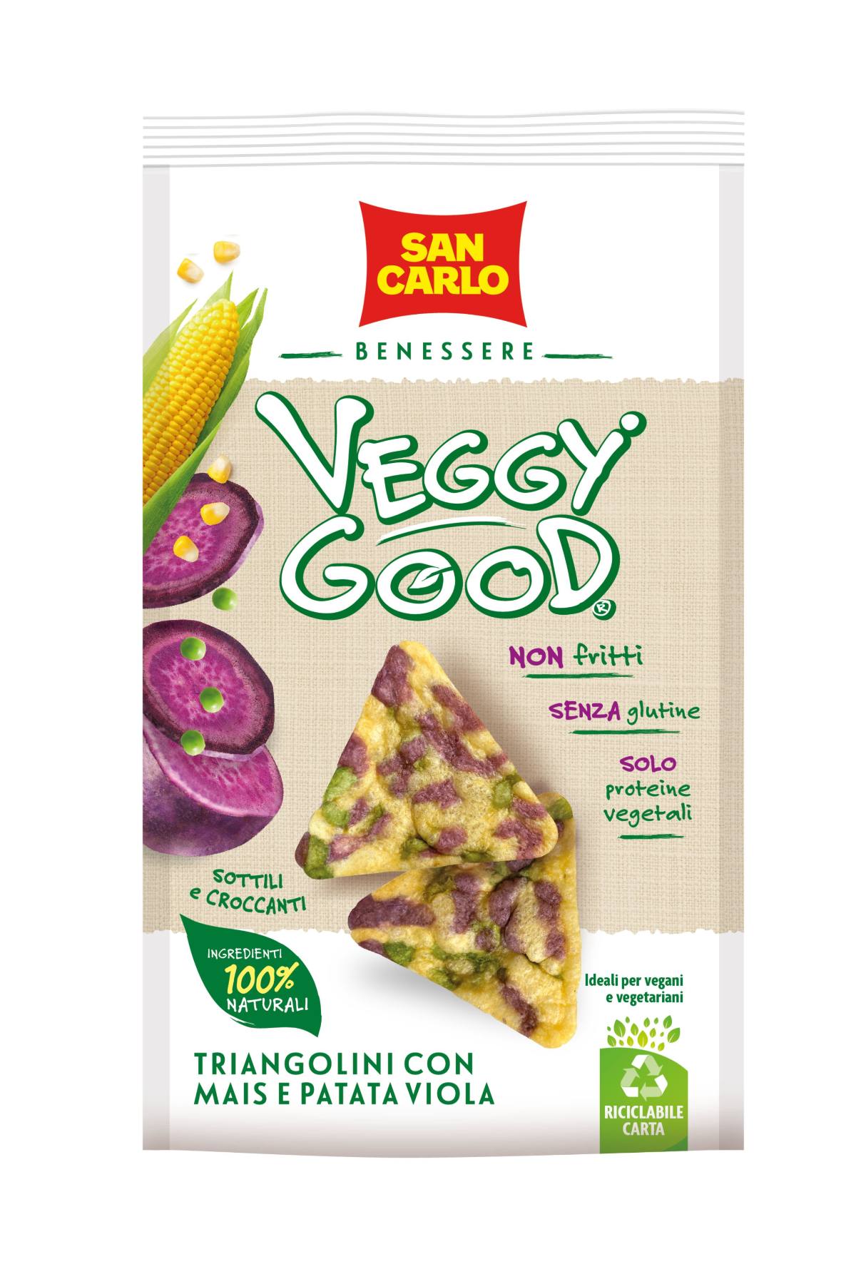 Triangolini di mais e patata viola: un’alternativa sana e ricca di gusto