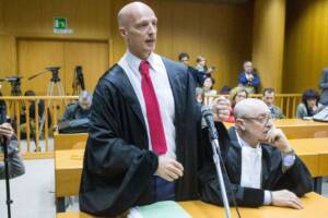 L’avvocato Liborio Cataliotti, difensore di Davide Vannoni della Stamina Foundation, interviene durante il processo tenutosi a Torino il 3 aprile 2014.