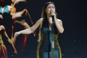 Delia Buglisi, in arte Delia, si esibisce sul palco di "X Factor", 20 Novembre 2025, Milano, Italia. (Photo by Stefania D'Alessandro/Getty Images)