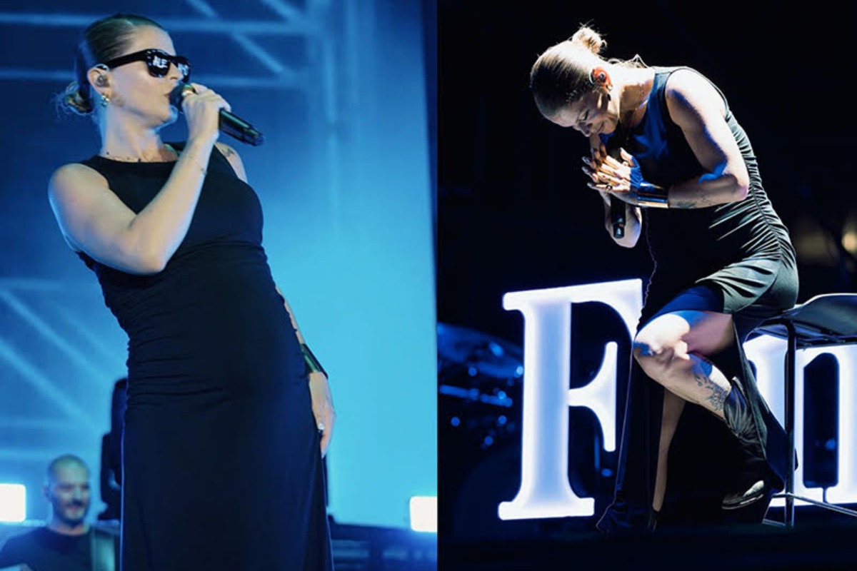 Look premaman: Alessandra Amoroso ha scelto abiti Pietro Brunelli durante la gravidanza.