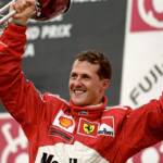 Michael Schumacher e il team Ferrari festeggiano la vittoria del Mondiale al Gran Premio del Giappone