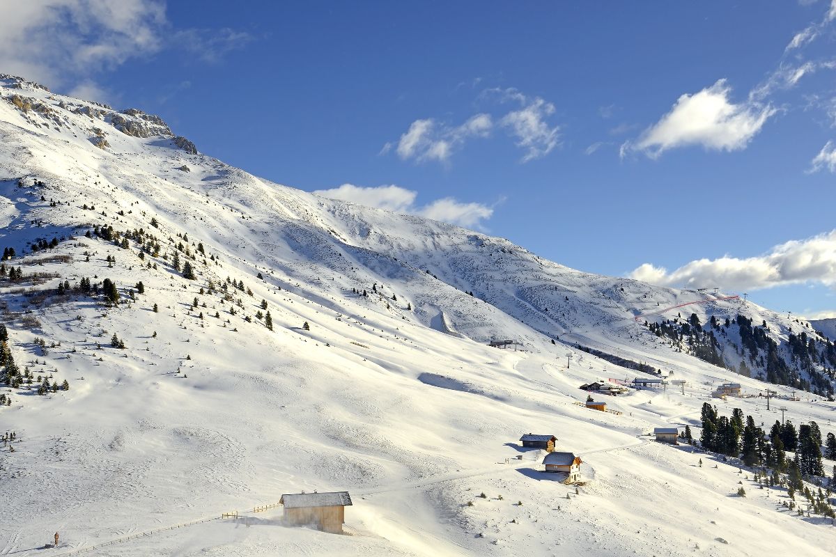 Panorama delle piste da sci a Obereggen, nel cuore dell'Alto Adige.