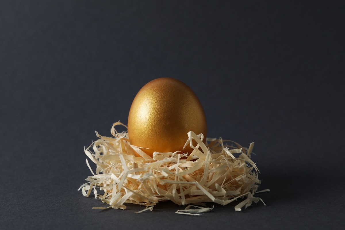 Nido con un uovo d'oro adagiato al suo interno