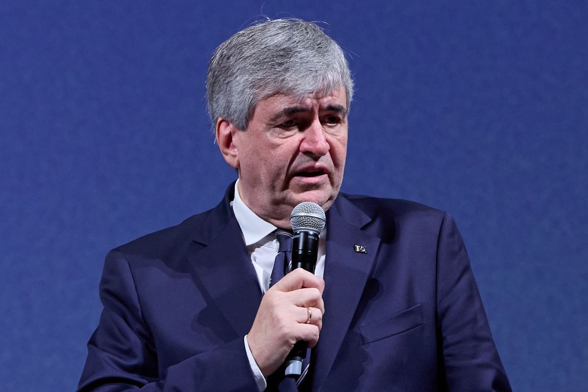 Gianmarco Mazzi alla presentazione del percorso verso la cerimonia di chiusura dei Giochi Olimpici Invernali Milano Cortina 2026 al Teatro Filarmonico il 6 novembre 2025 a Verona, Italia. (Foto di Emmanuele Ciancaglini/Getty Images)