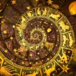 Segni zodiacali disposti in una struttura a spirale.