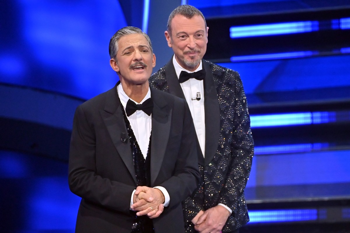 Rosario Fiorello e Amadeus durante la 74esima edizione del Festival di Sanremo