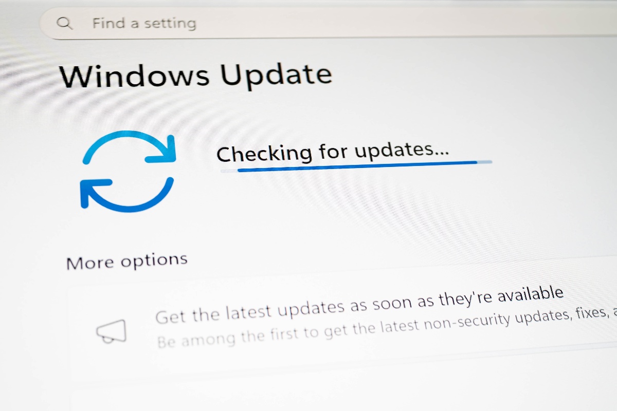 La schermata di aggiornamento del sistema operativo Windows.