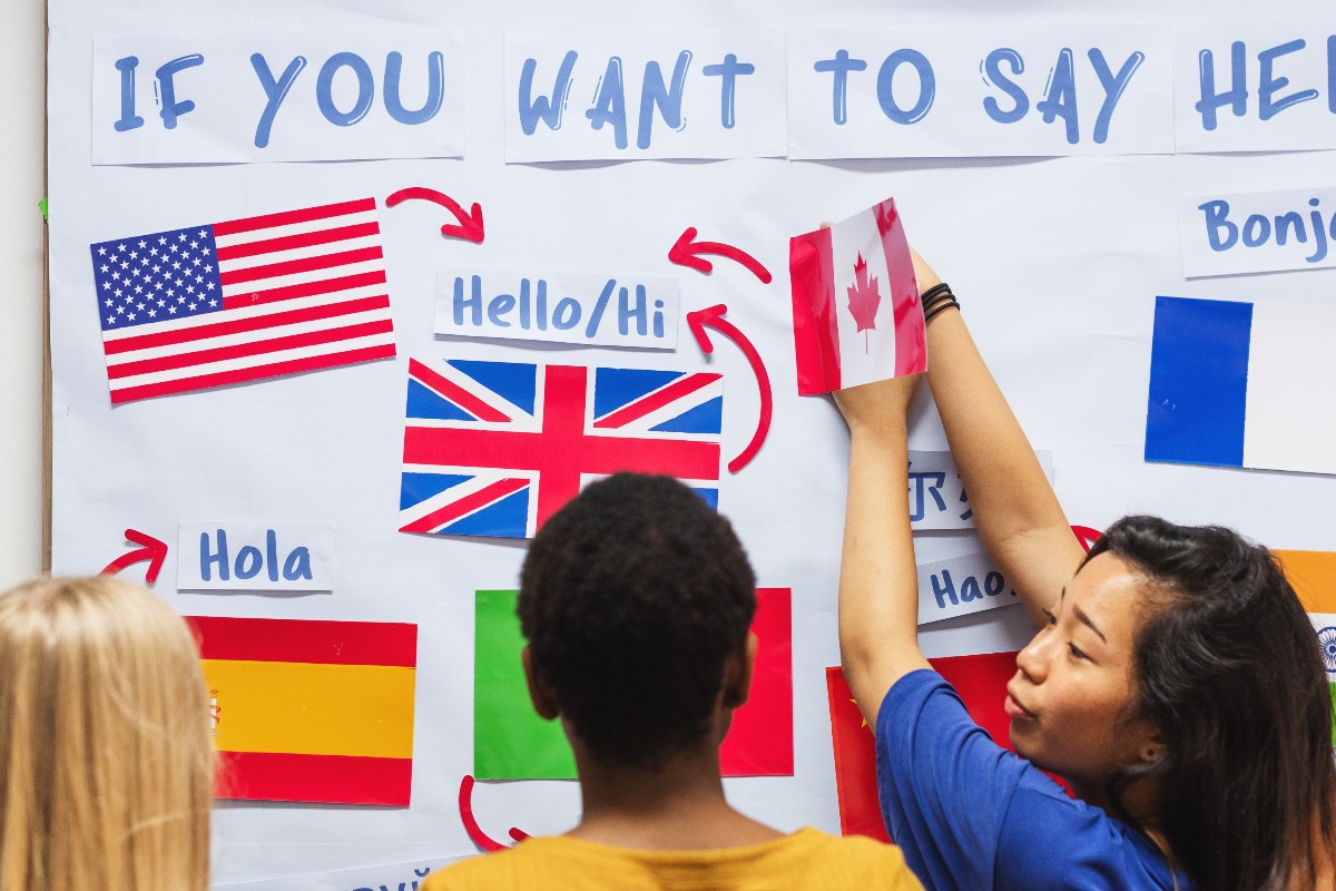 Studiare le lingue con l'aiuto delle bandiere.