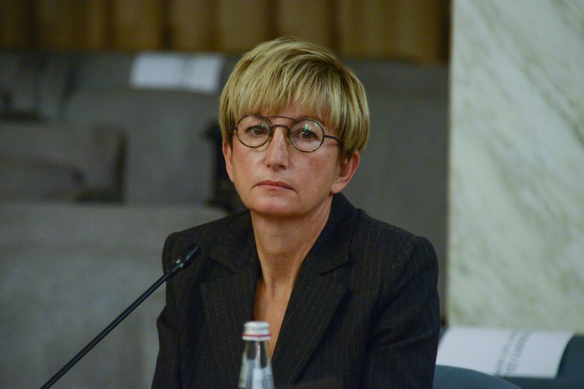 Flavia Fratello durante l'incontro dedicato alle donne afghane e contro ogni forma di violenza nel mondo