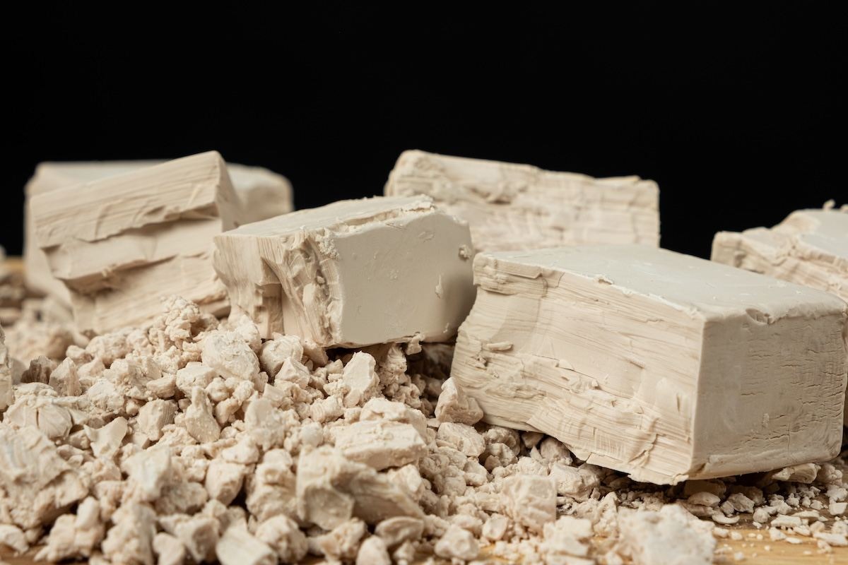Panetti di lievito di birra fresco sbriciolato